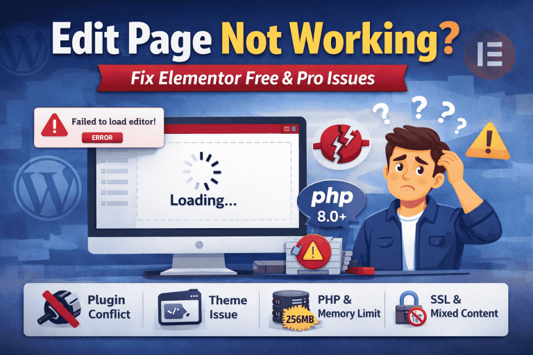 Edit Page Not Working on WordPress Elementor Free...