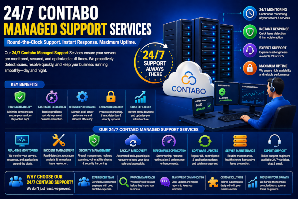 24/7 Contabo Managed Support Services: Continuous Monitoring, Rapid Response, and Reliable Server Operations for Your Business