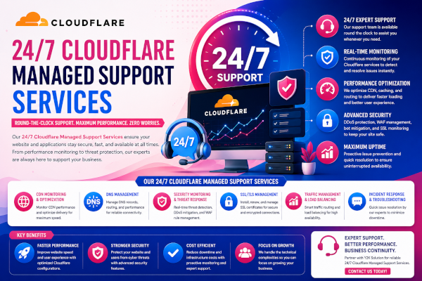 24/7 Cloudflare Managed Support Services: Continuous Monitoring, Security